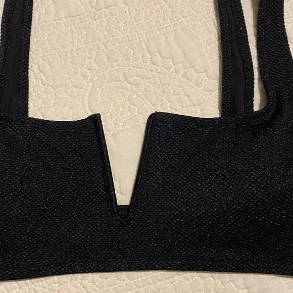 aerie Black V-Notch bikini top Bralette Top - Women  size Large - Picture 6 of 6
